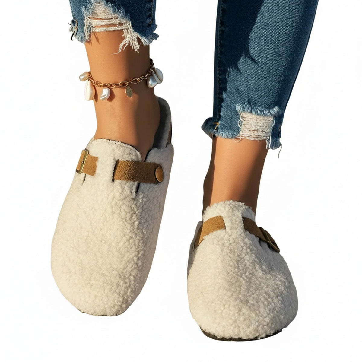 Dames Slippers met Gesp en Platte Zool voor de Winter