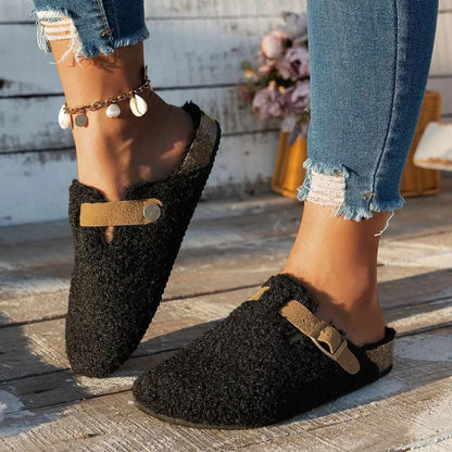 Dames Slippers met Gesp en Platte Zool voor de Winter