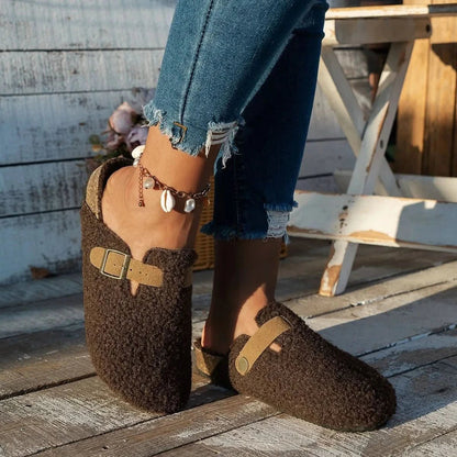 Dames Slippers met Gesp en Platte Zool voor de Winter