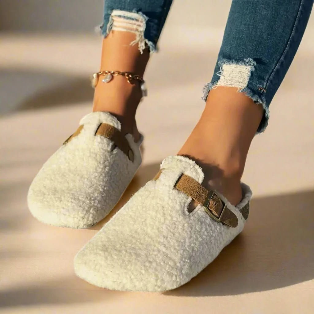 Dames Slippers met Gesp en Platte Zool voor de Winter