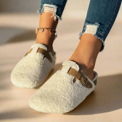 Dames Slippers met Gesp en Platte Zool voor de Winter