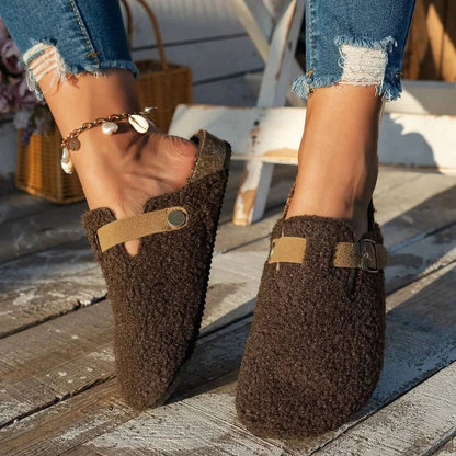 Dames Slippers met Gesp en Platte Zool voor de Winter