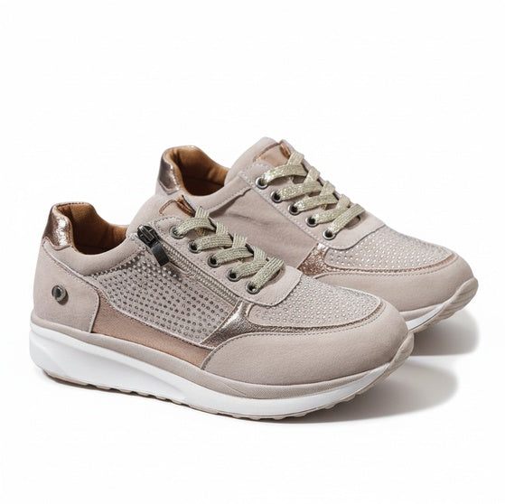 Dames Sneakers met Veters, Zijrits en Sleehak