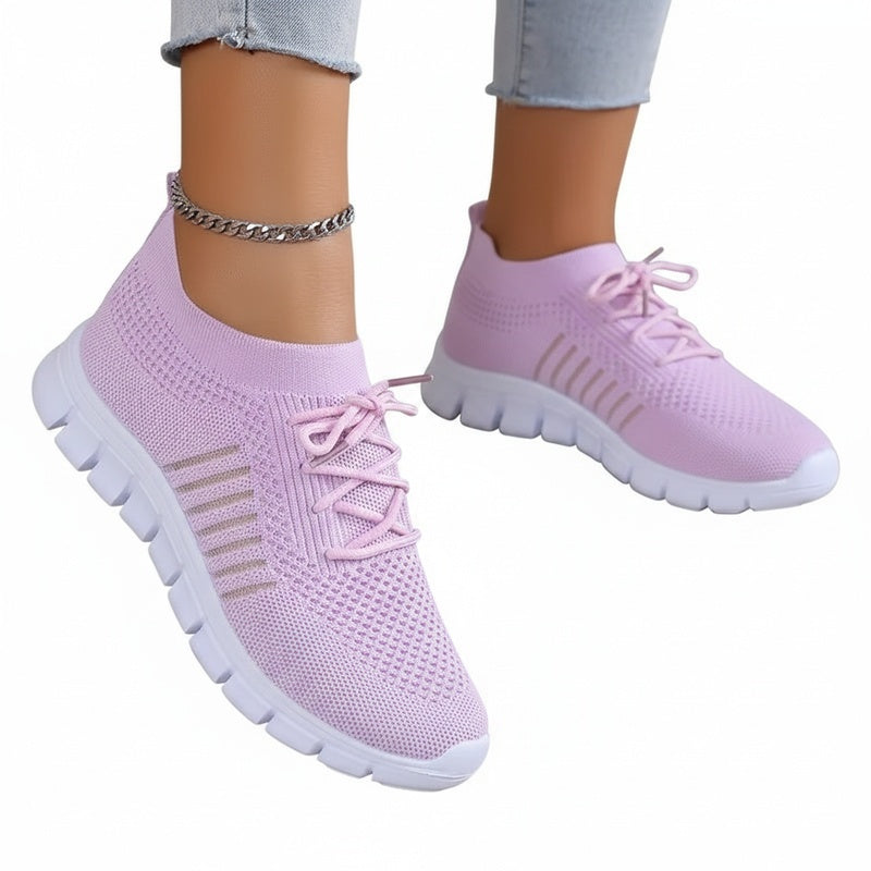 Dames Sneakers met Vetersluiting en Gestructureerd Bovenwerk