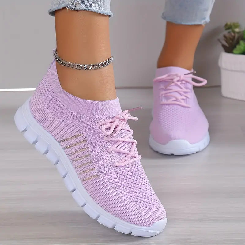 Dames Sneakers met Vetersluiting en Gestructureerd Bovenwerk