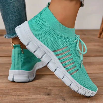 Dames Sneakers met Vetersluiting en Gestructureerd Bovenwerk