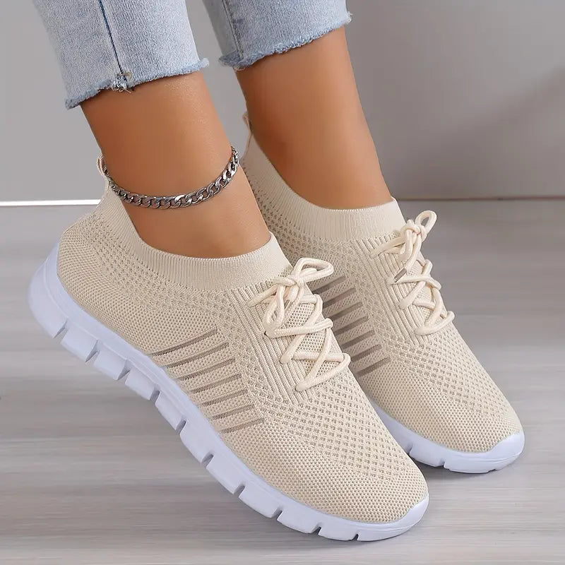 Dames Sneakers met Vetersluiting en Gestructureerd Bovenwerk