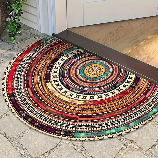 Deurmat Halfrond Boho Mandala Patroon Antislip en Machinewasbaar