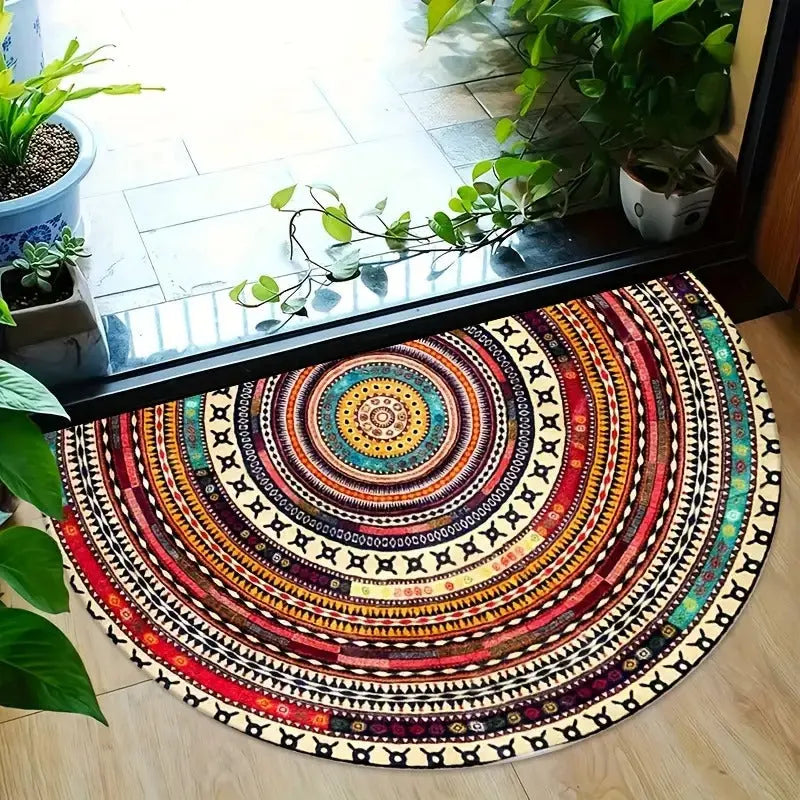 Deurmat Halfrond Boho Mandala Patroon Antislip en Machinewasbaar