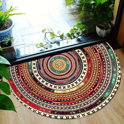Deurmat Halfrond Boho Mandala Patroon Antislip en Machinewasbaar