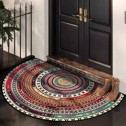 Deurmat Halfrond Boho Mandala Patroon Antislip en Machinewasbaar