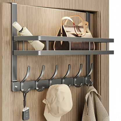 Deurrek met Plank en Haken voor Jassen, Tassen en Accessoires