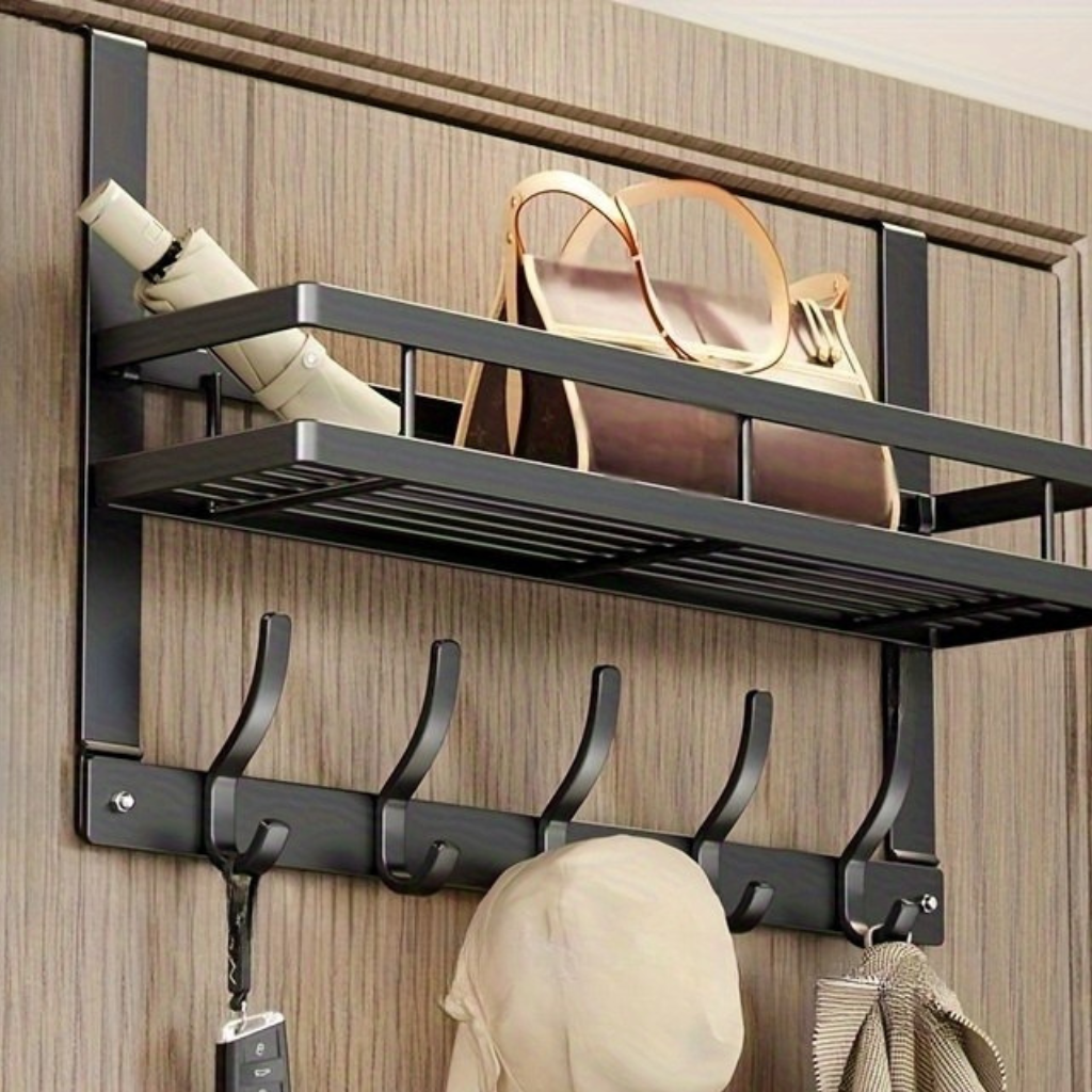 Deurrek met Plank en Haken voor Jassen, Tassen en Accessoires