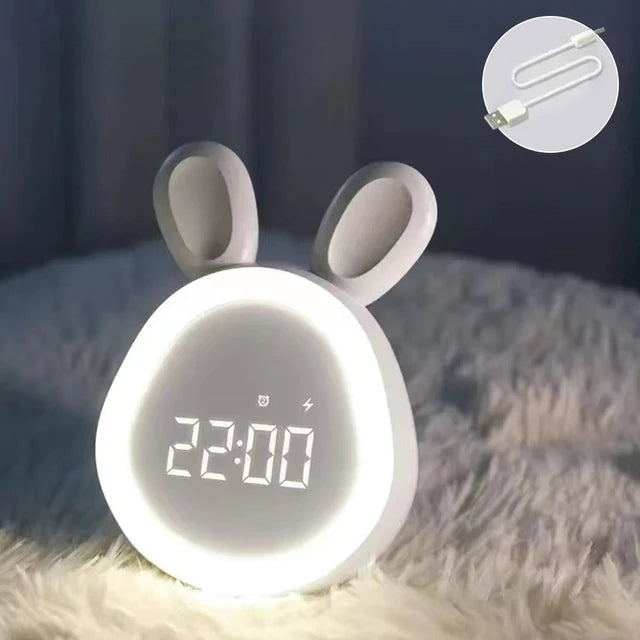 Digitale Wekker voor Kinderen met Nachtlamp en Konijntjes Design
