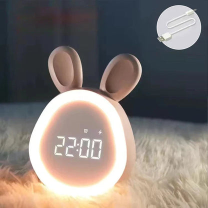 Digitale Wekker voor Kinderen met Nachtlamp en Konijntjes Design