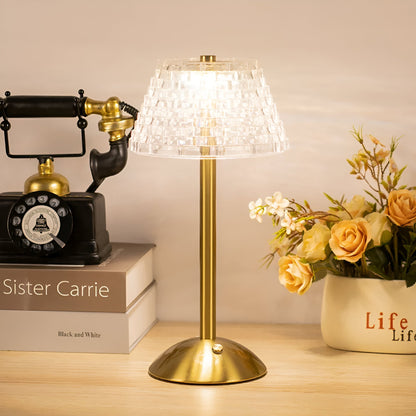 Draadloze Tafellamp Retro met Kristallen Kap en Touch Bediening