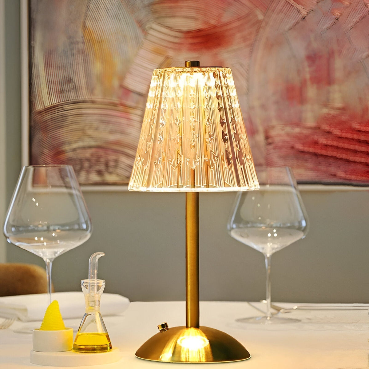 Draadloze Tafellamp Retro met Kristallen Kap en Touch Bediening