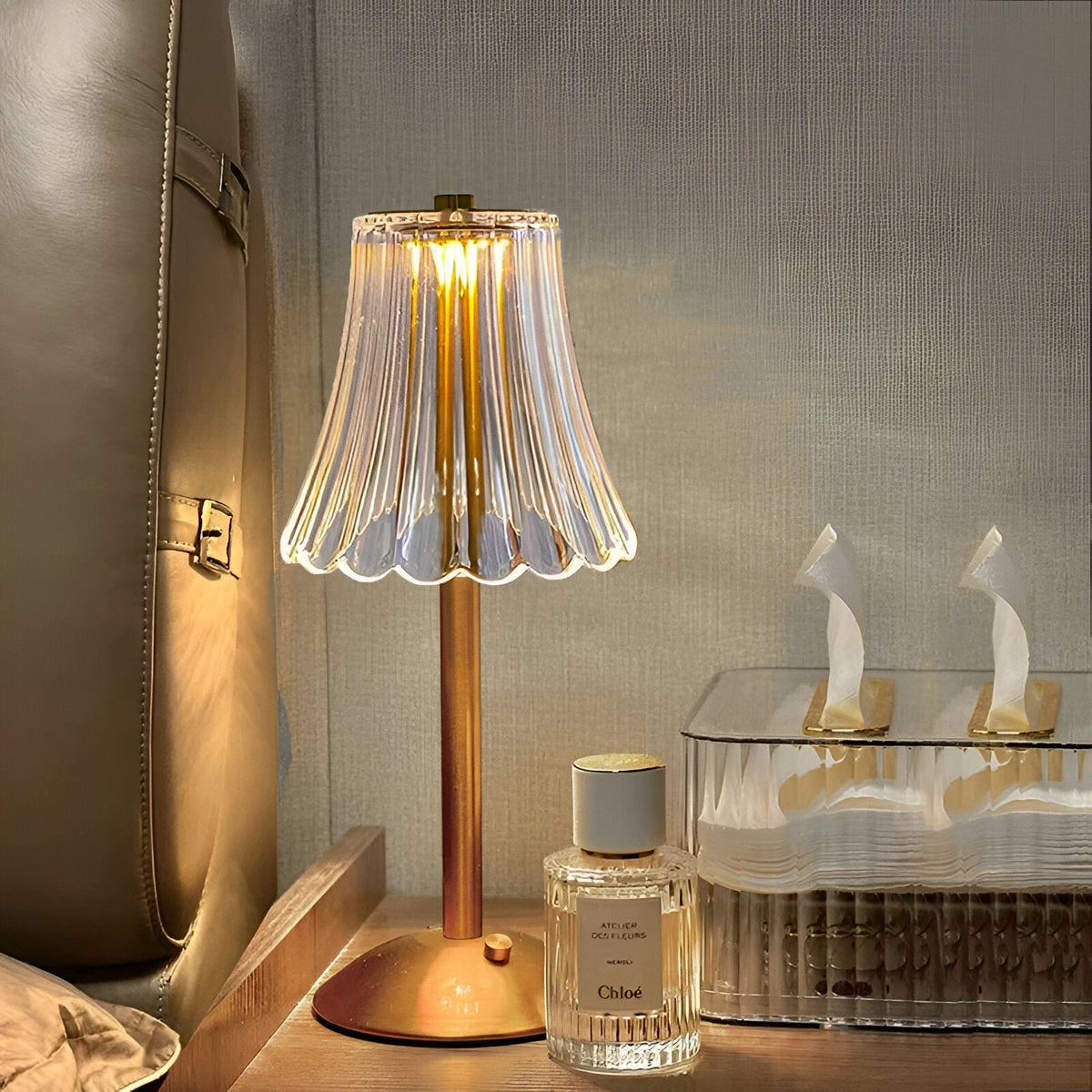 Draadloze Tafellamp Retro met Kristallen Kap en Touch Bediening