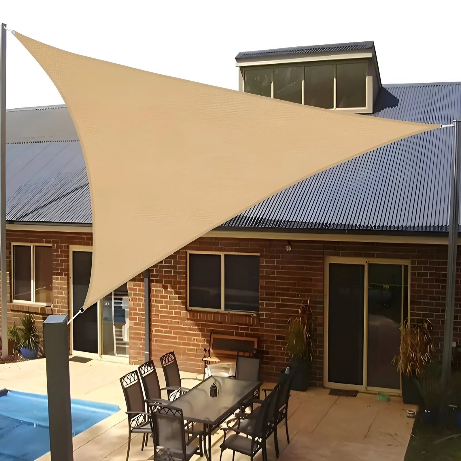 Driehoekig Schaduwdoek Tuin Terras met Verstevigde D-ringen en Montageset
