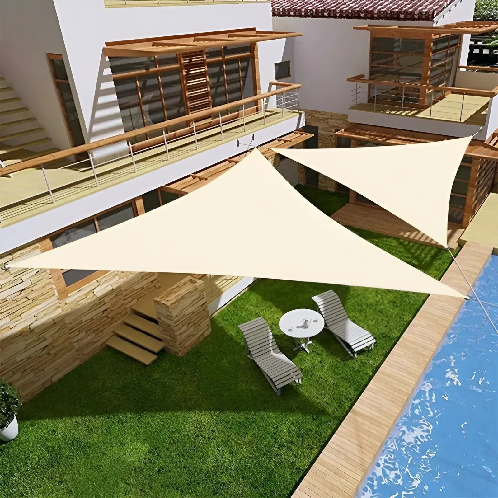 Driehoekig Schaduwdoek Tuin Terras met Verstevigde D-ringen en Montageset