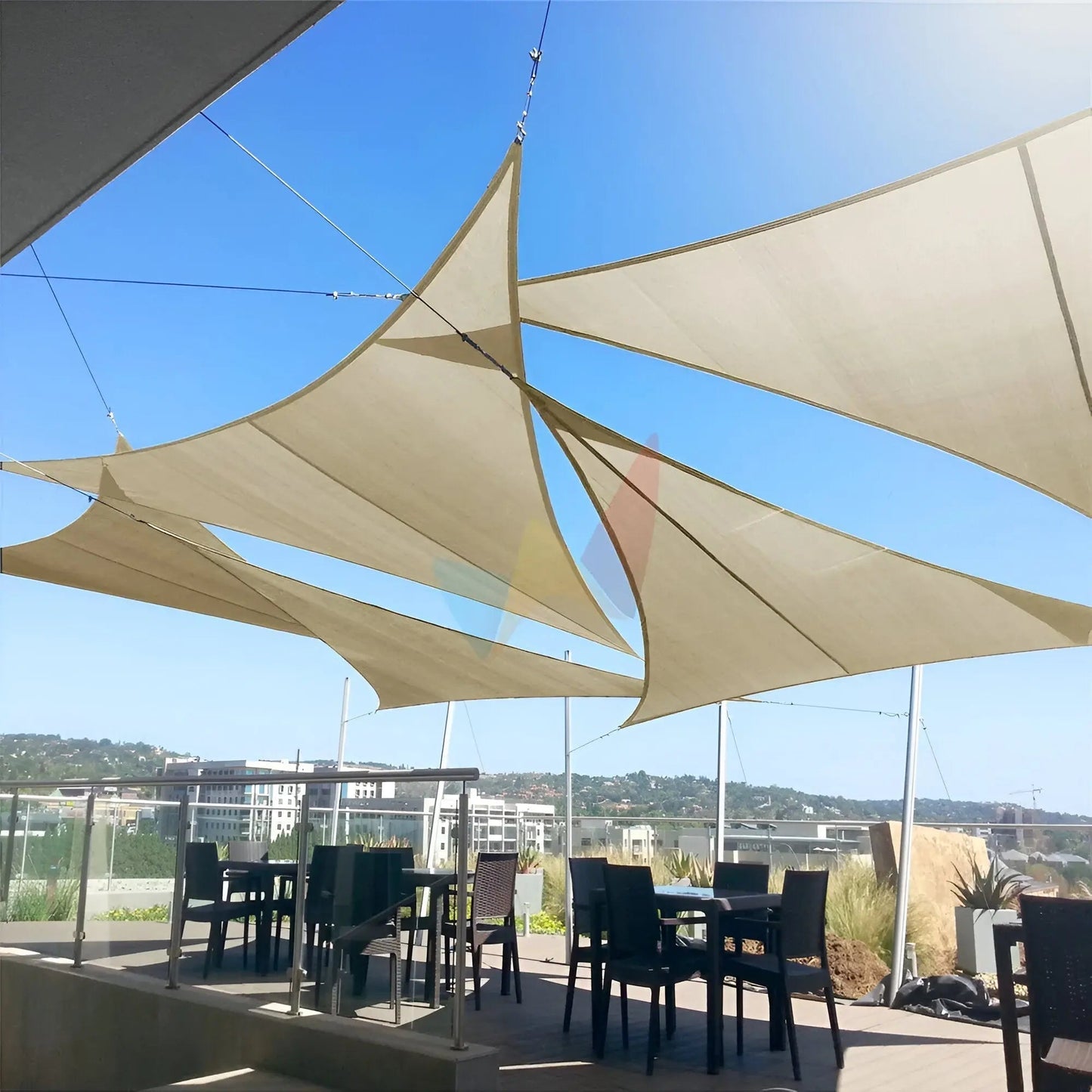 Driehoekig Schaduwdoek Tuin Terras met Verstevigde D-ringen en Montageset ##POS:6##