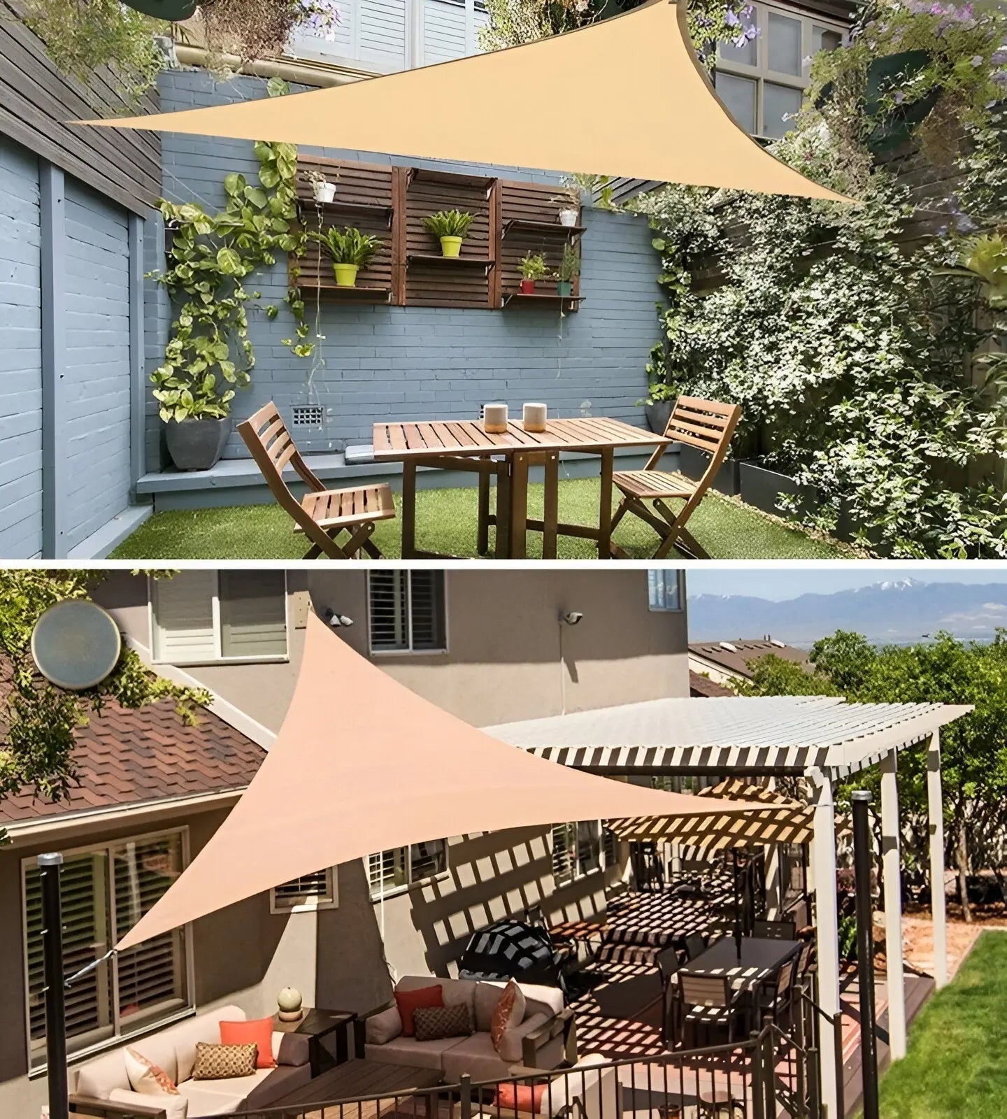 Driehoekig Schaduwdoek Tuin Terras met Verstevigde D-ringen en Montageset