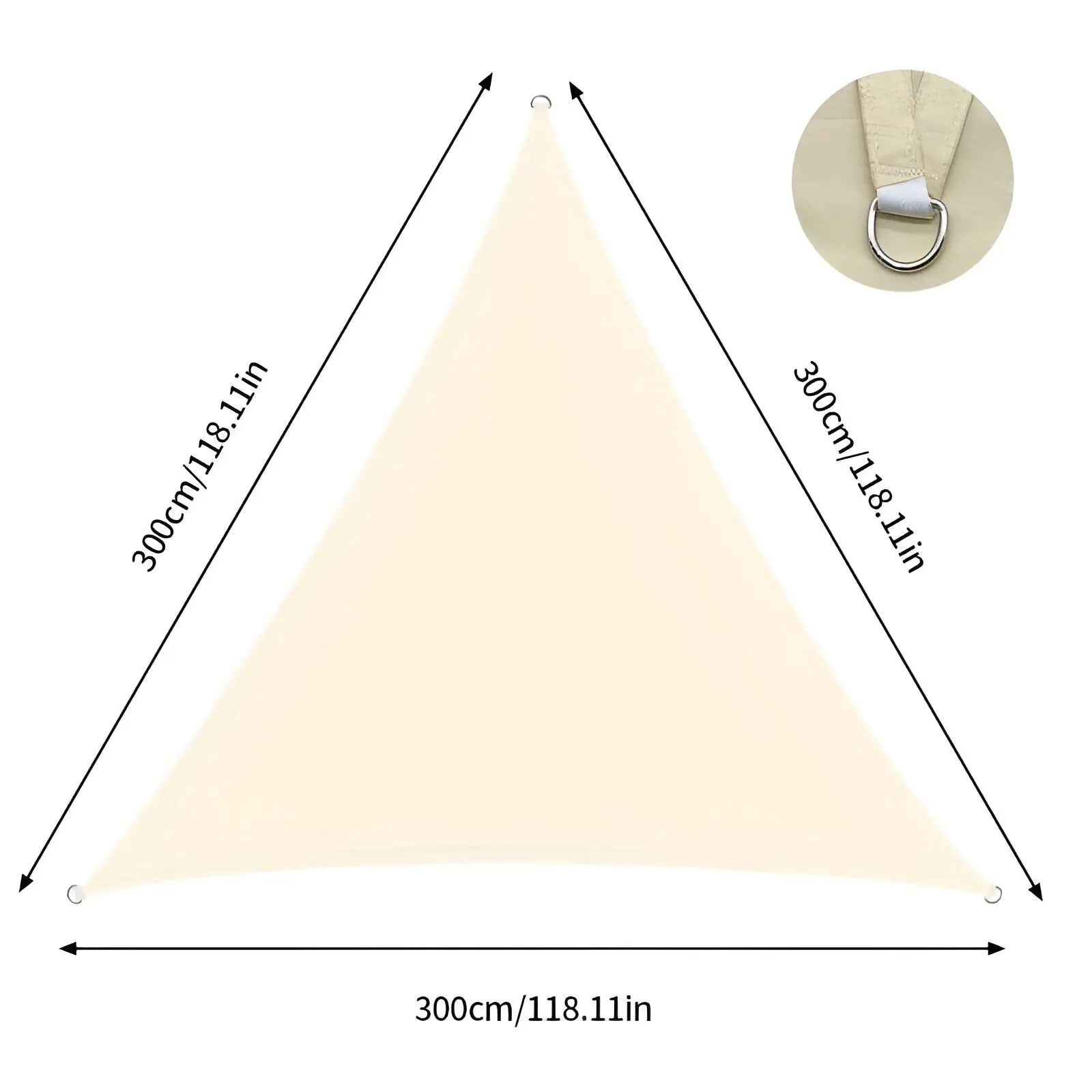 Driehoekig Schaduwdoek Tuin Terras met Verstevigde D-ringen en Montageset ##POS:8##