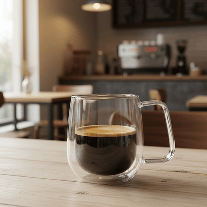Dubbelwandig Glazen Koffiekopje met Handvat voor Koffie en Thee