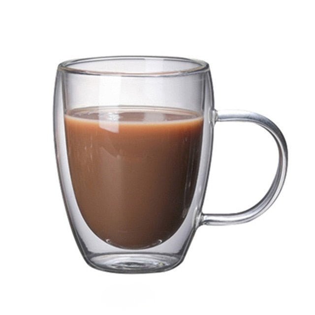 Dubbelwandig Glazen Koffiekopje met Handvat voor Koffie en Thee