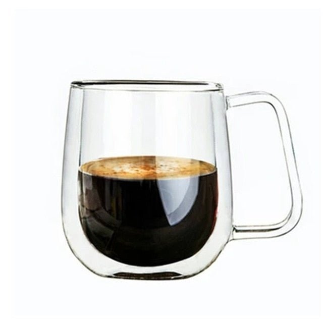 Dubbelwandig Glazen Koffiekopje met Handvat voor Koffie en Thee
