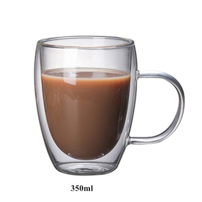 Dubbelwandig Glazen Koffiekopje met Handvat voor Koffie en Thee