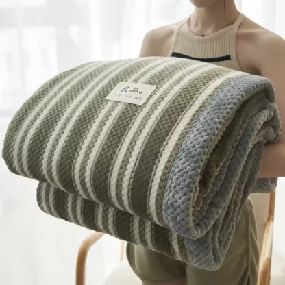 Fleece Plaid Deken met Geruit en Streep Patroon voor Bank en Bed