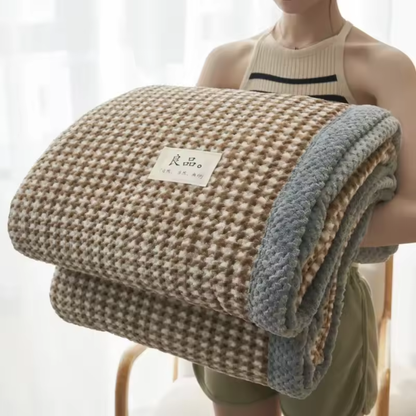 Fleece Plaid Deken met Geruit en Streep Patroon voor Bank en Bed