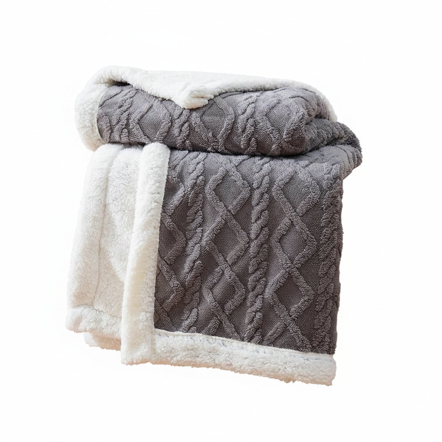 Fleece Plaid met Sherpa Voering en Ruitpatroon voor Sofa en Bed
