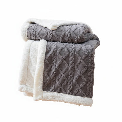 Fleece Plaid met Sherpa Voering en Ruitpatroon voor Sofa en Bed