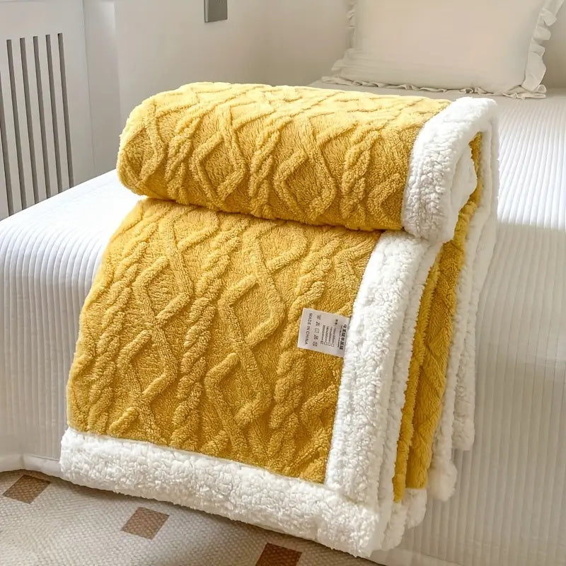 Fleece Plaid met Sherpa Voering en Ruitpatroon voor Sofa en Bed