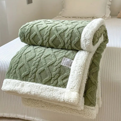 Fleece Plaid met Sherpa Voering en Ruitpatroon voor Sofa en Bed