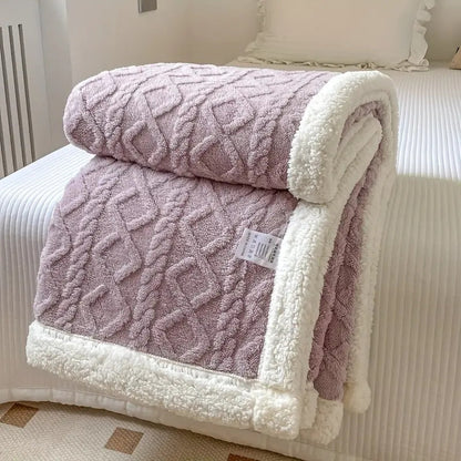 Fleece Plaid met Sherpa Voering en Ruitpatroon voor Sofa en Bed