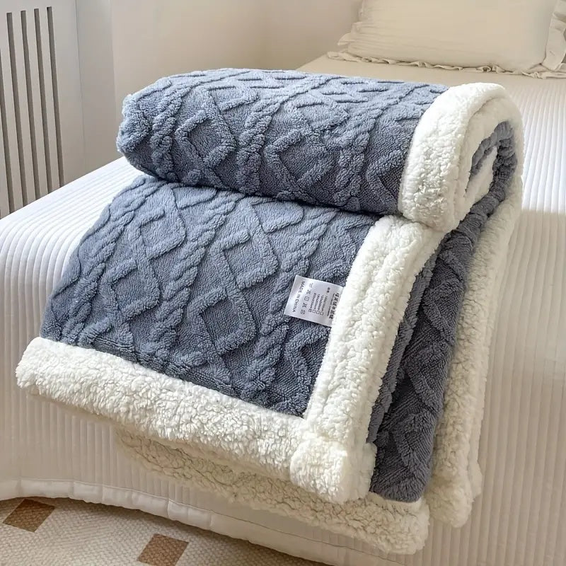 Fleece Plaid met Sherpa Voering en Ruitpatroon voor Sofa en Bed