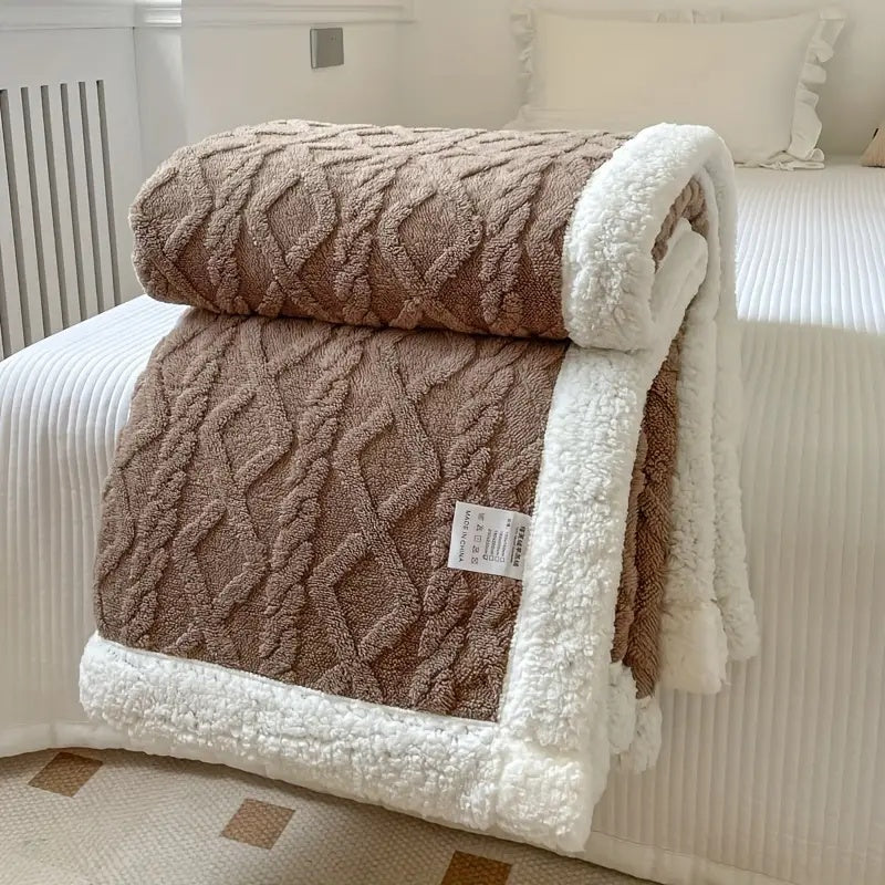 Fleece Plaid met Sherpa Voering en Ruitpatroon voor Sofa en Bed