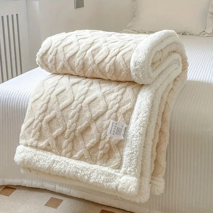 Fleece Plaid met Sherpa Voering en Ruitpatroon voor Sofa en Bed