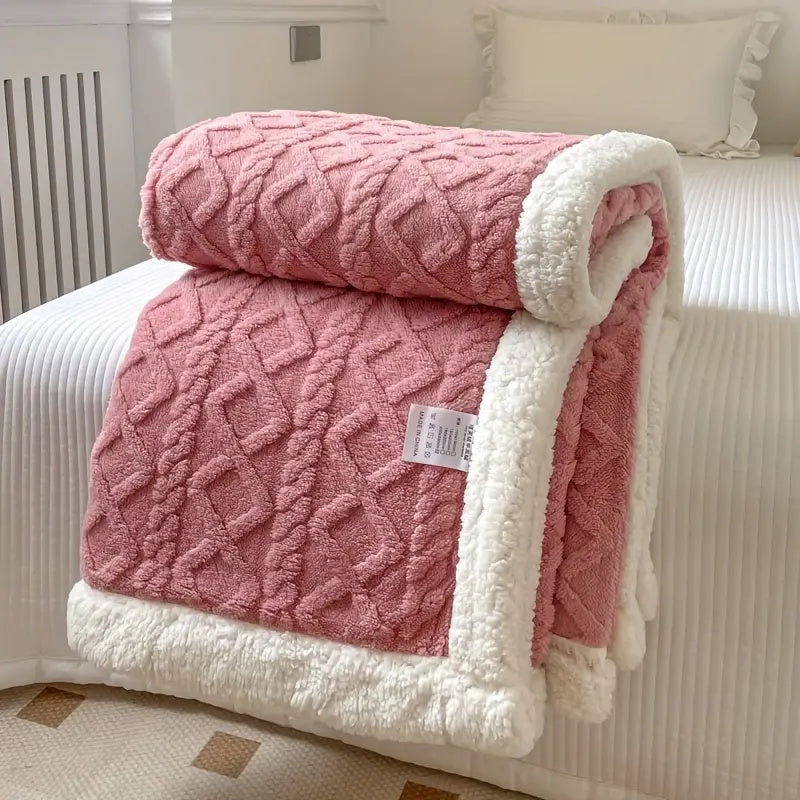 Fleece Plaid met Sherpa Voering en Ruitpatroon voor Sofa en Bed