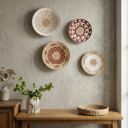 Gevlochten Wandmand Bohemian met Spiraalpatroon en Ophangkoord