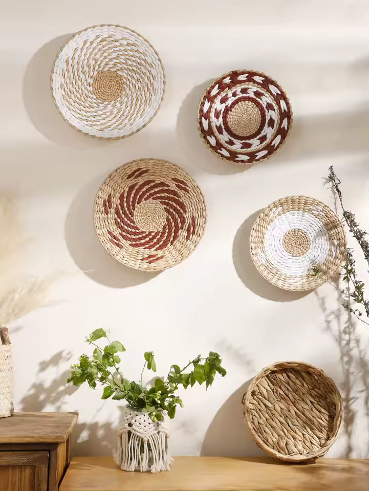 Gevlochten Wandmand Bohemian met Spiraalpatroon en Ophangkoord
