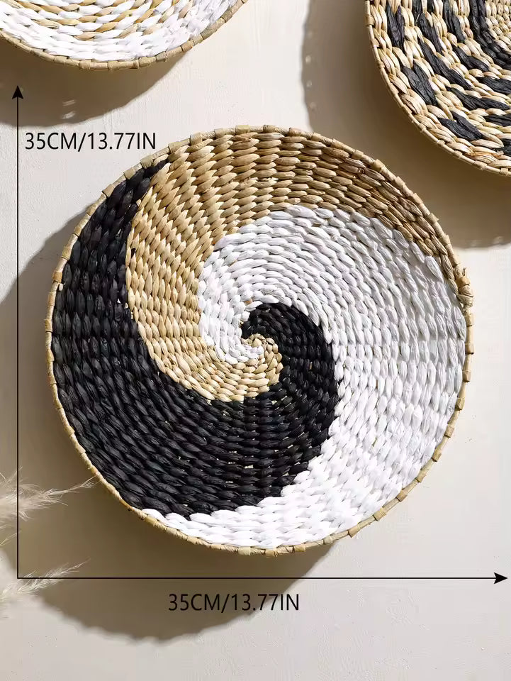 Gevlochten Wandmand Bohemian met Spiraalpatroon en Ophangkoord
