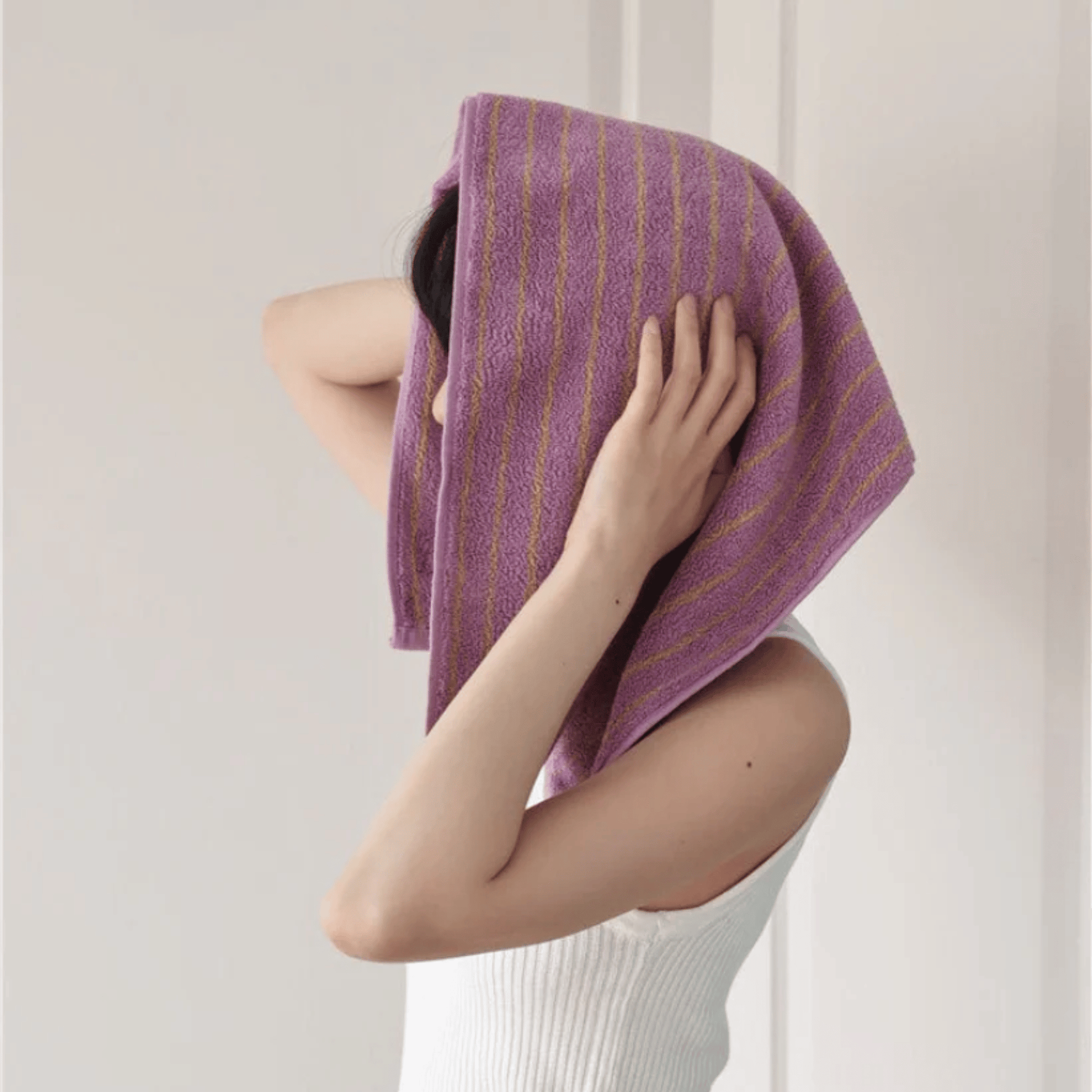 Handdoek met Retro Streeppatroon voor Gezicht en Bad