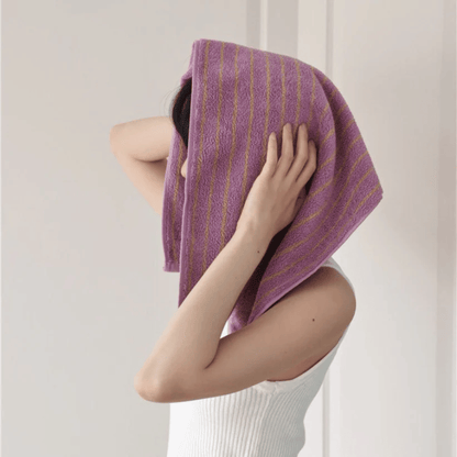 Handdoek met Retro Streeppatroon voor Gezicht en Bad