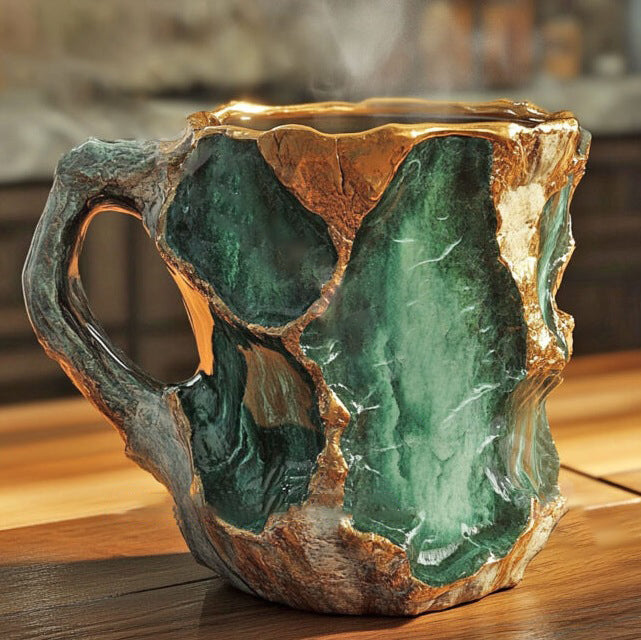 Handgemaakte Kristal Mineraal Mok Geisoleerd en Magnetronbestendig 350-450 ml