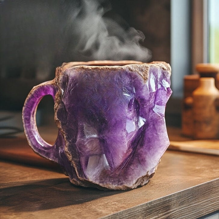 Handgemaakte Kristal Mineraal Mok Geisoleerd en Magnetronbestendig 350-450 ml
