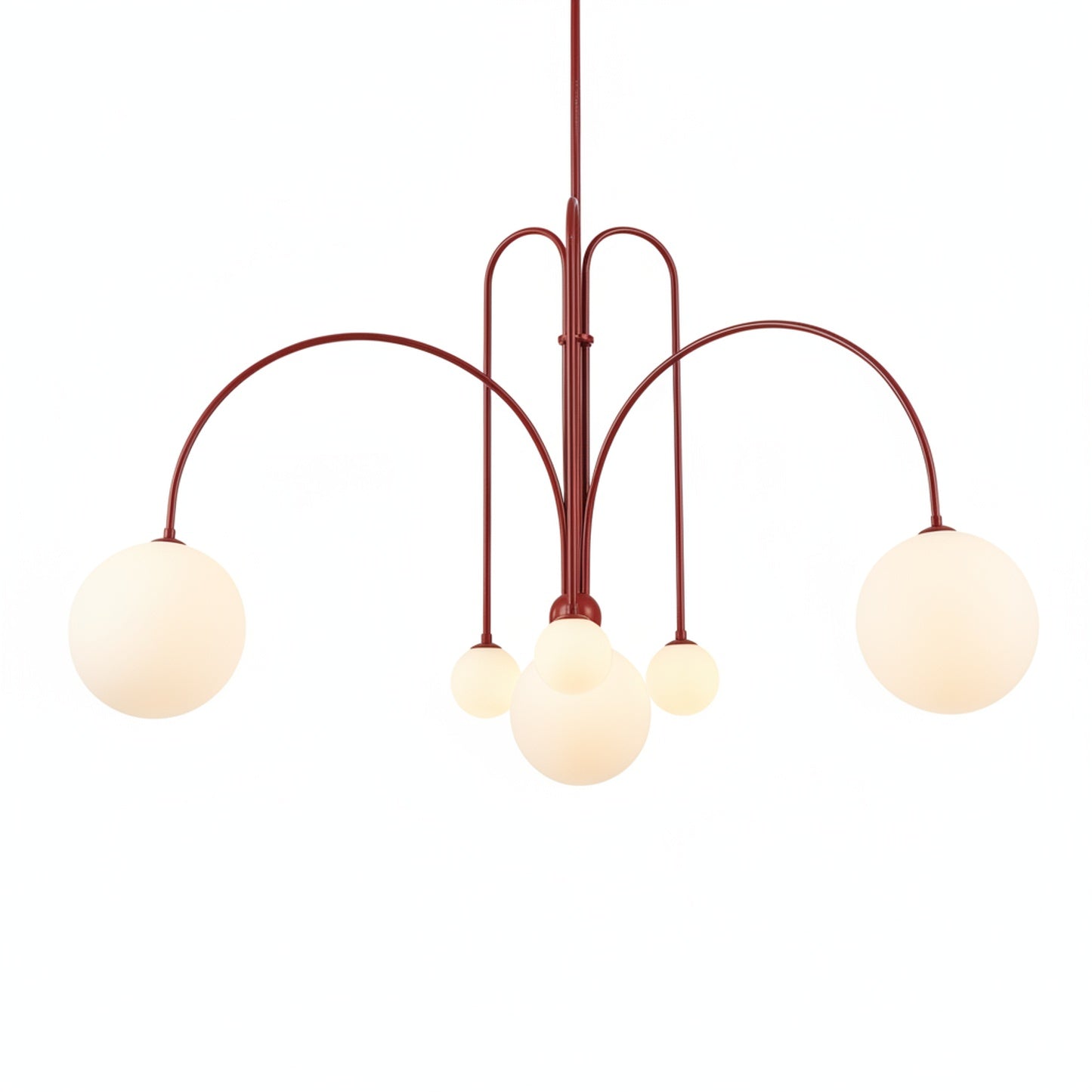 Hanglamp Art Deco met Boogvormige Armen en Glazen Bollen
